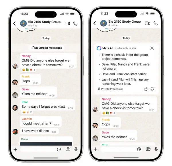 WhatsApp chat summaries