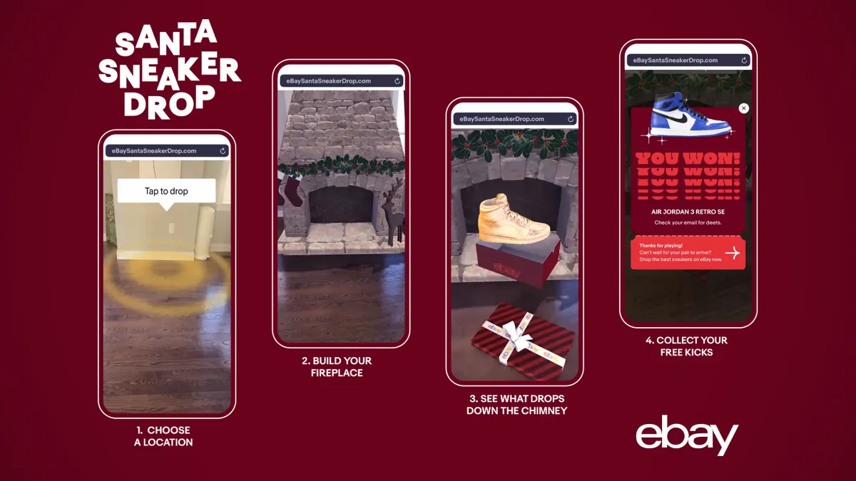 EBay targets mobile shoppers with AR 'Santa Sneaker Drop' sweepstakes