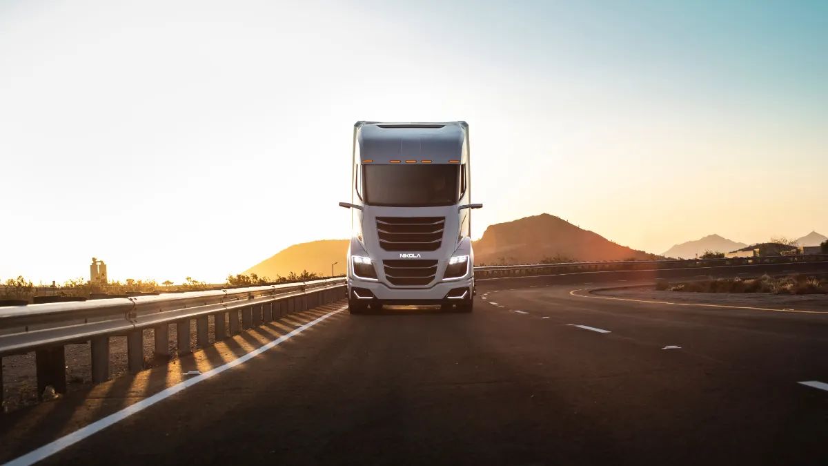 A Nikola electric truck on a road