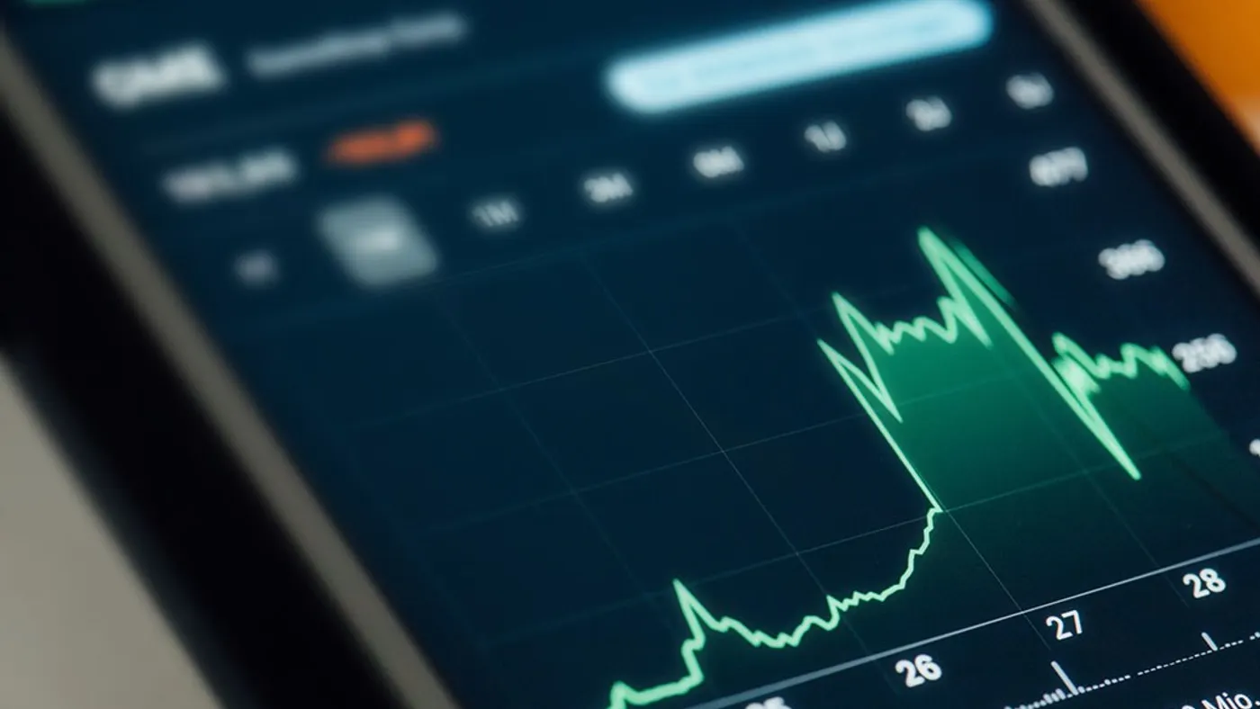 Close up to GameStop stock chart on iPhone screen