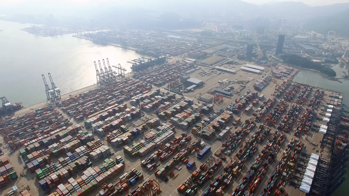 Yantian-port from above from creative commons, downloaded June 2021