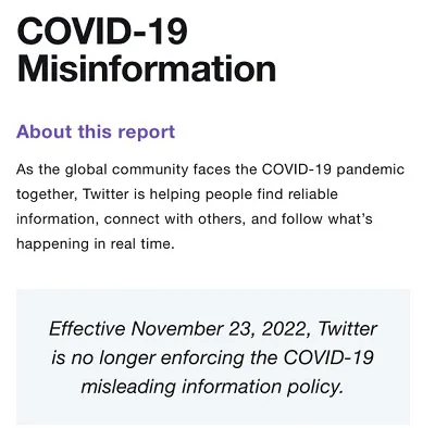 Twitter COVID policy removals
