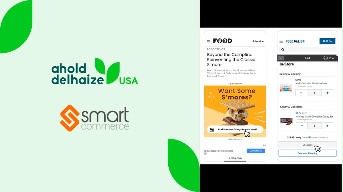 Ahold Delhaize and SmartCommerce logos showing new Click2Cart online capability