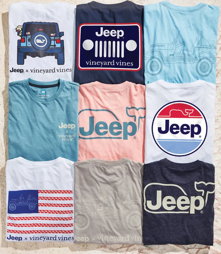 An assortment of apparel items from Vineyard Vines&#x27; collaboration with Jeep