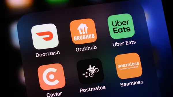 DoorDash and other dining apps on a mobile phone.