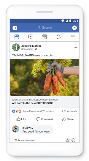 An example of a sensationalized Facebook ad