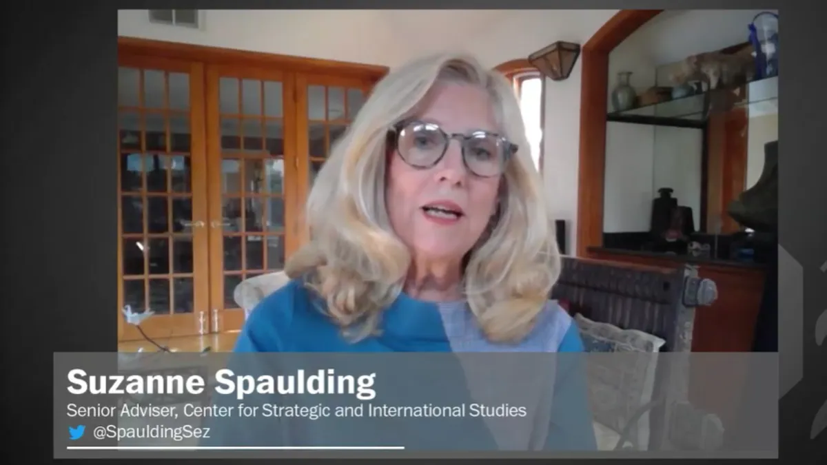 Suzanne Spaulding speaking during a Washington Post webcast 10/14/2021