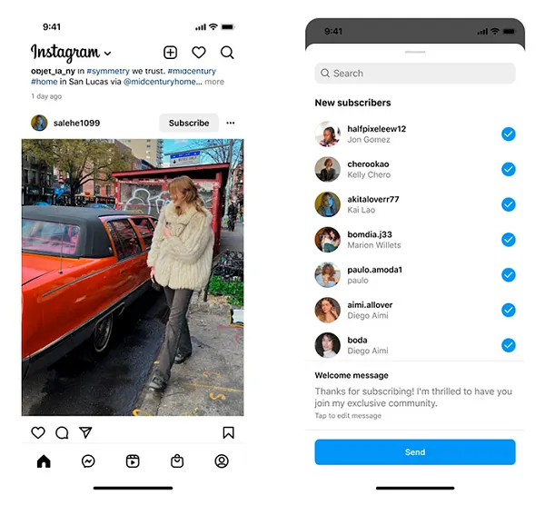 IG subscribe button