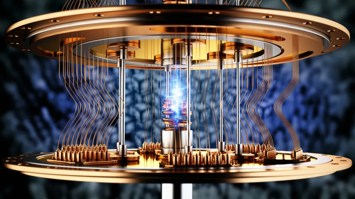 3D illustration of a working quantum computer.