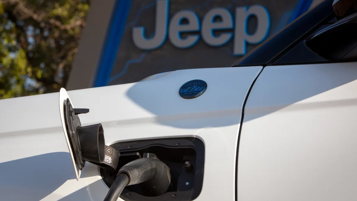 The charging port on a Jeep Wrangler.