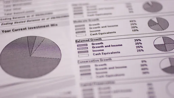 A close-up of an investment portfolio document is pictured.