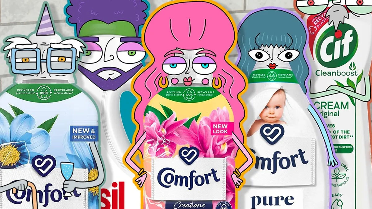 Animated versions of Unilever's cleaning products