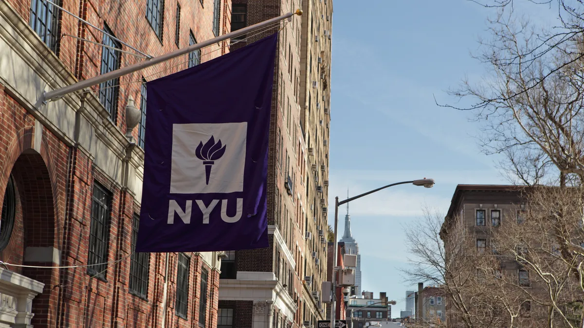 Street shot of New York University building in Manhattan