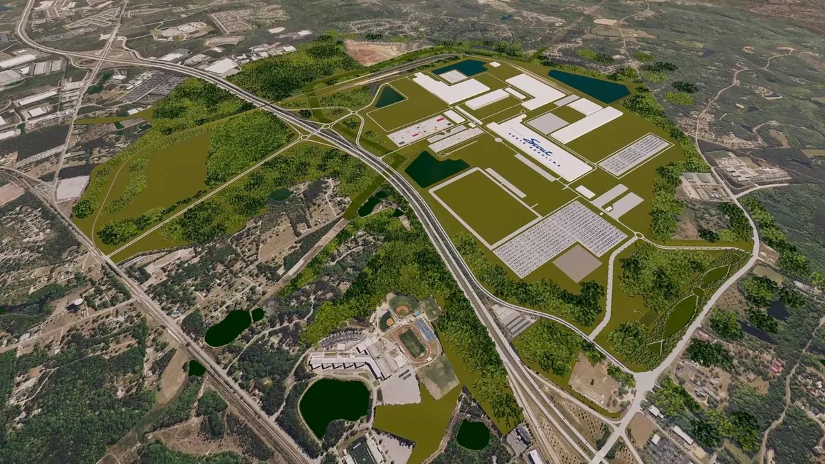 Aerial image of what Scout Motor's South Carolina plant will look like.