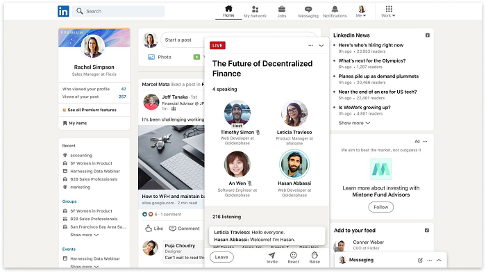 LinkedIn captions for audio events