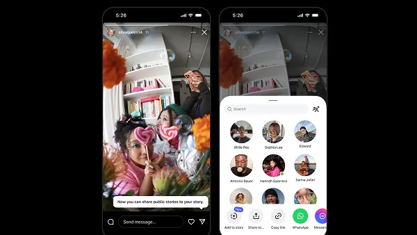 Instagram share public stories