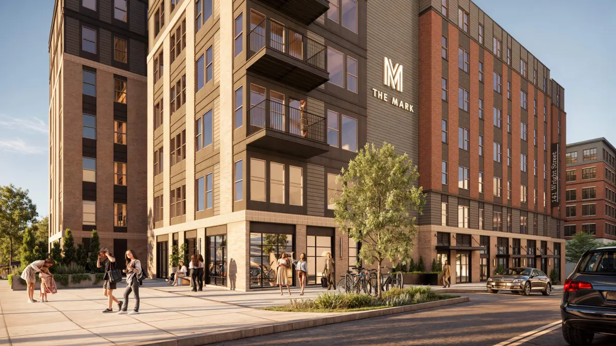 Rendering of a new mid-rise student housing property