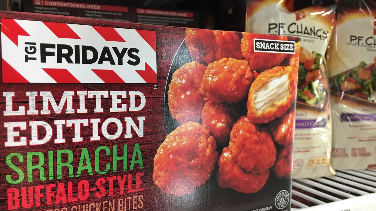 TGi Fridays frozen foods in a grocery store