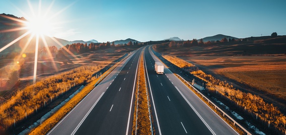 Truck driving on highway