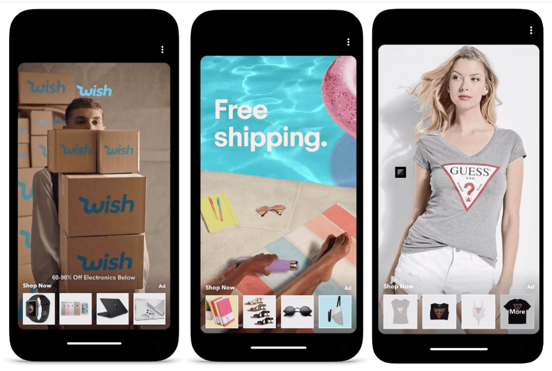 Examples of Snapchat's Collections ads