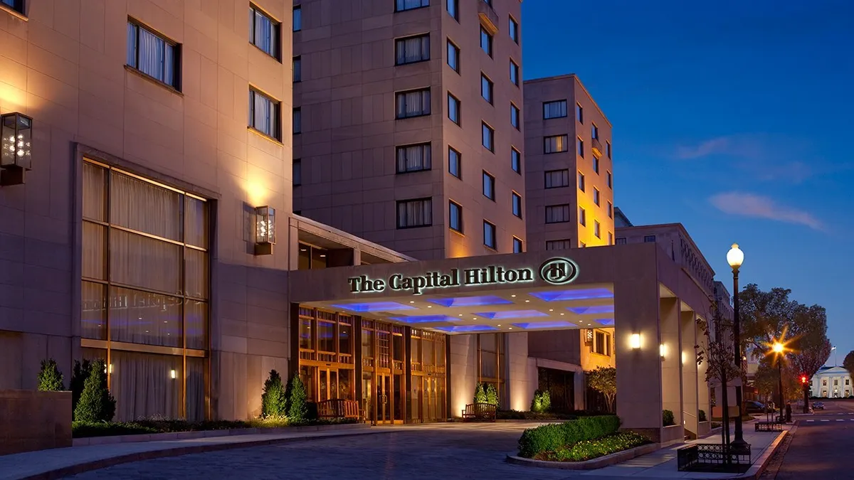 The exterior of The Capital Hilton.