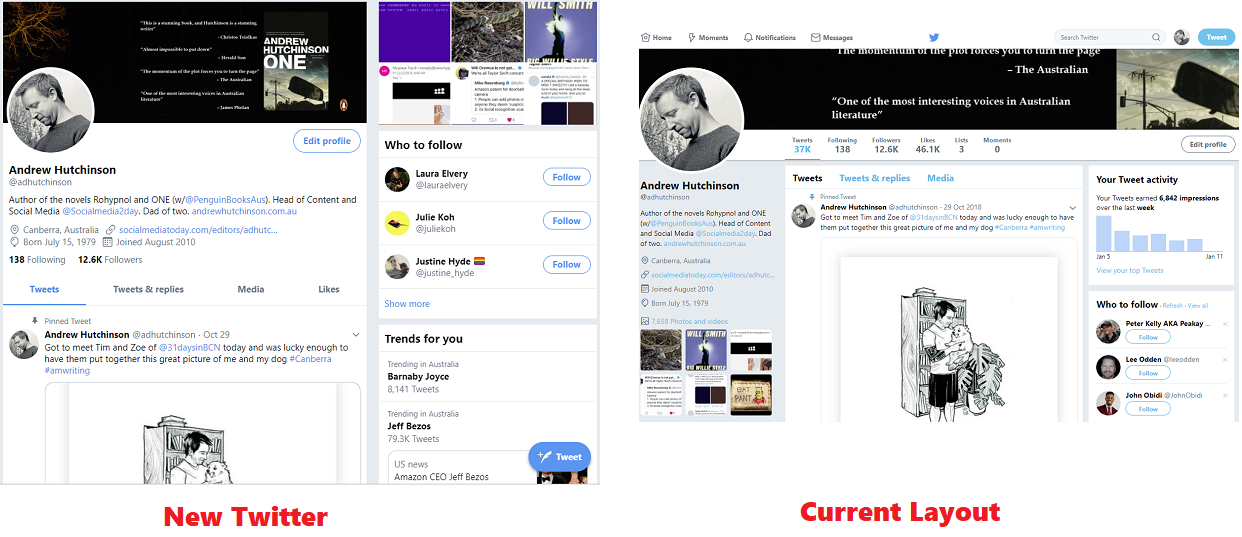 Twitter desktop update screenshots