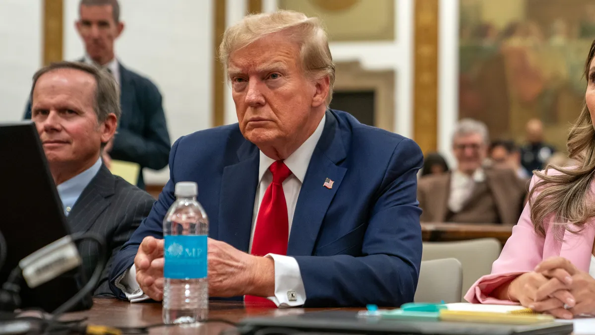 Donald Trump sitting in NYC courtroom