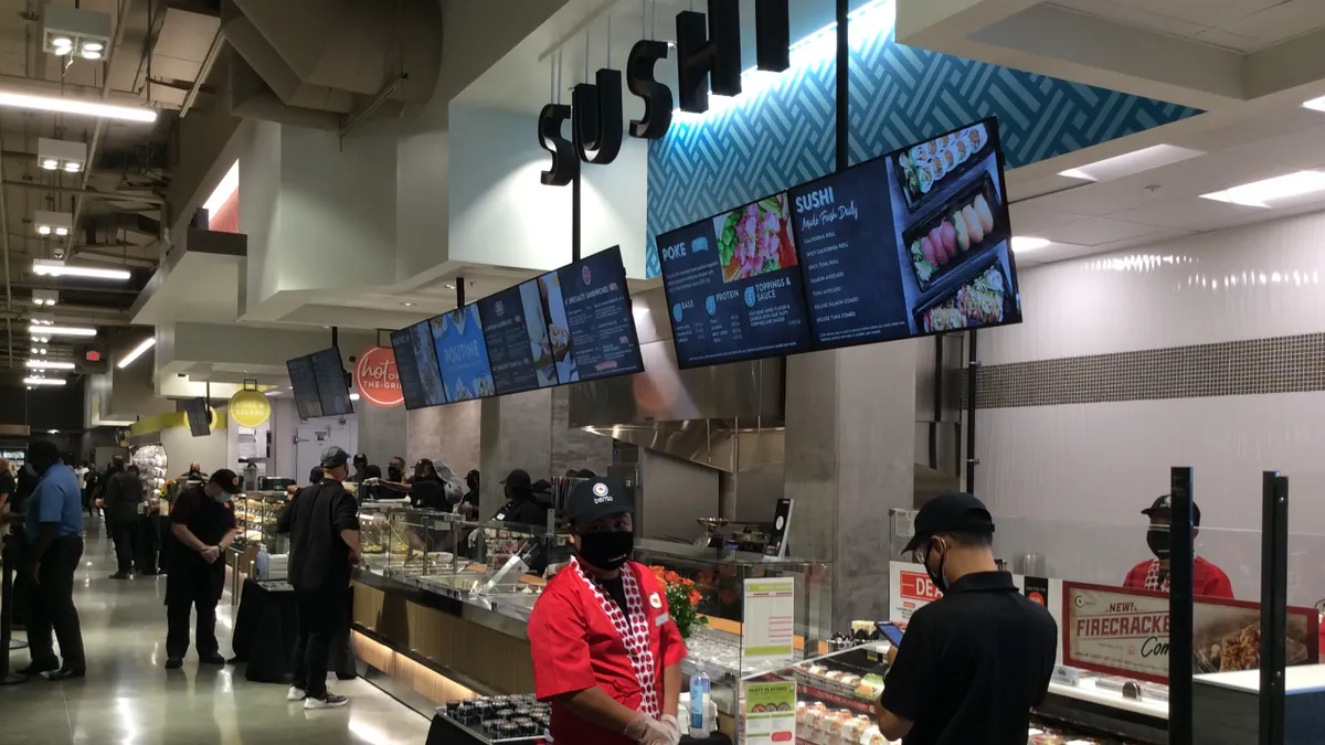 Sushi counter in Safeway store at 415 14th Street, SE, Washington, D.C., on Aug. 11, 2020. Store opened Aug. 12, 2020.