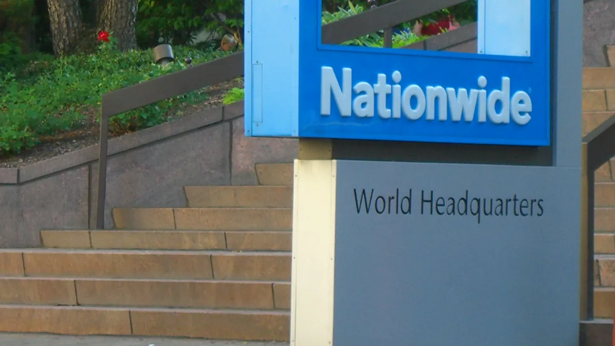 Sign in front of Nationwide headquarters at One Nationwide Plaza in Columbus, Ohio.