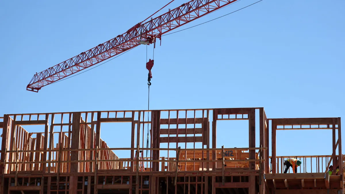 A construction worker works at a job site.