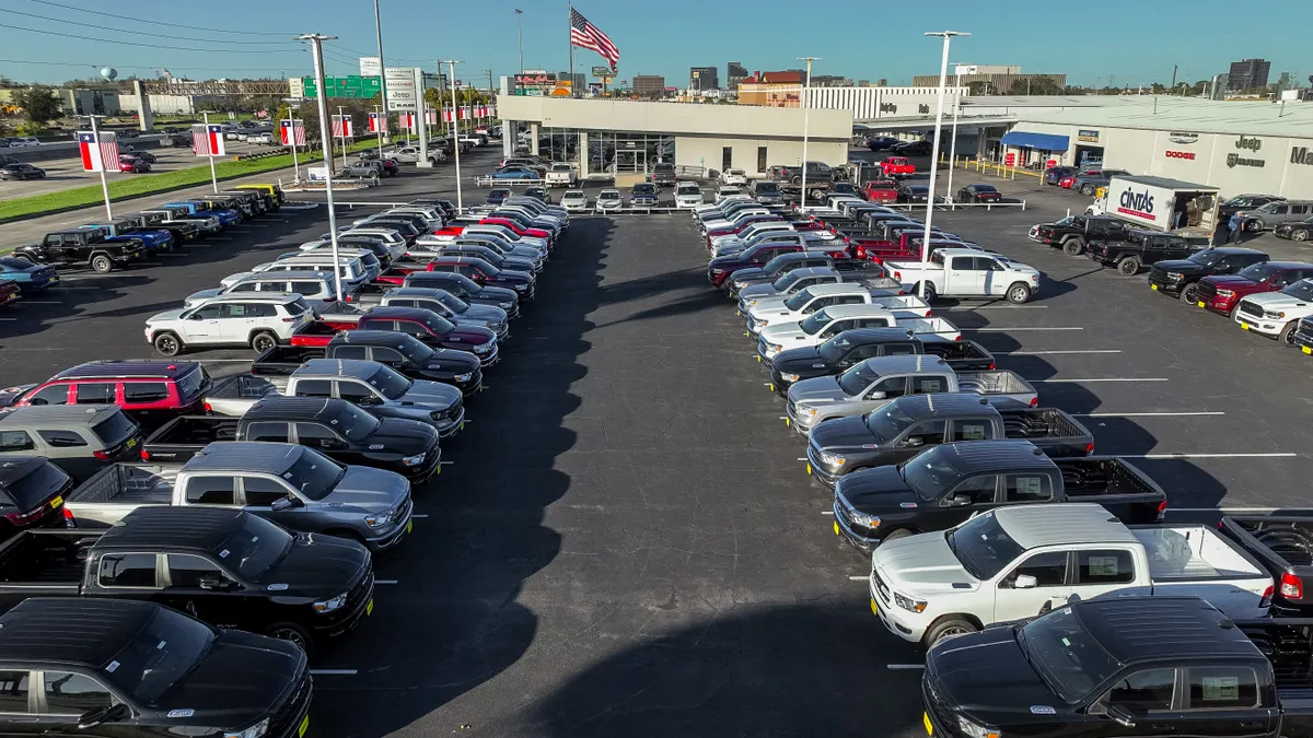 Ram trucks on a car lot