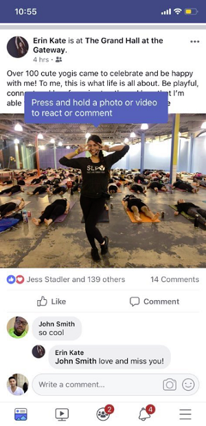 Facebook quick Reaction example