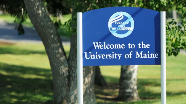 A welcome sign on the University of Maine's campus