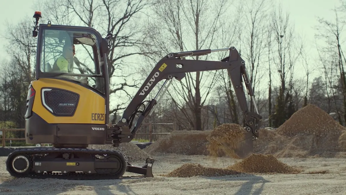 Image of Volvo's ECR25 Electric, an EV excavator.