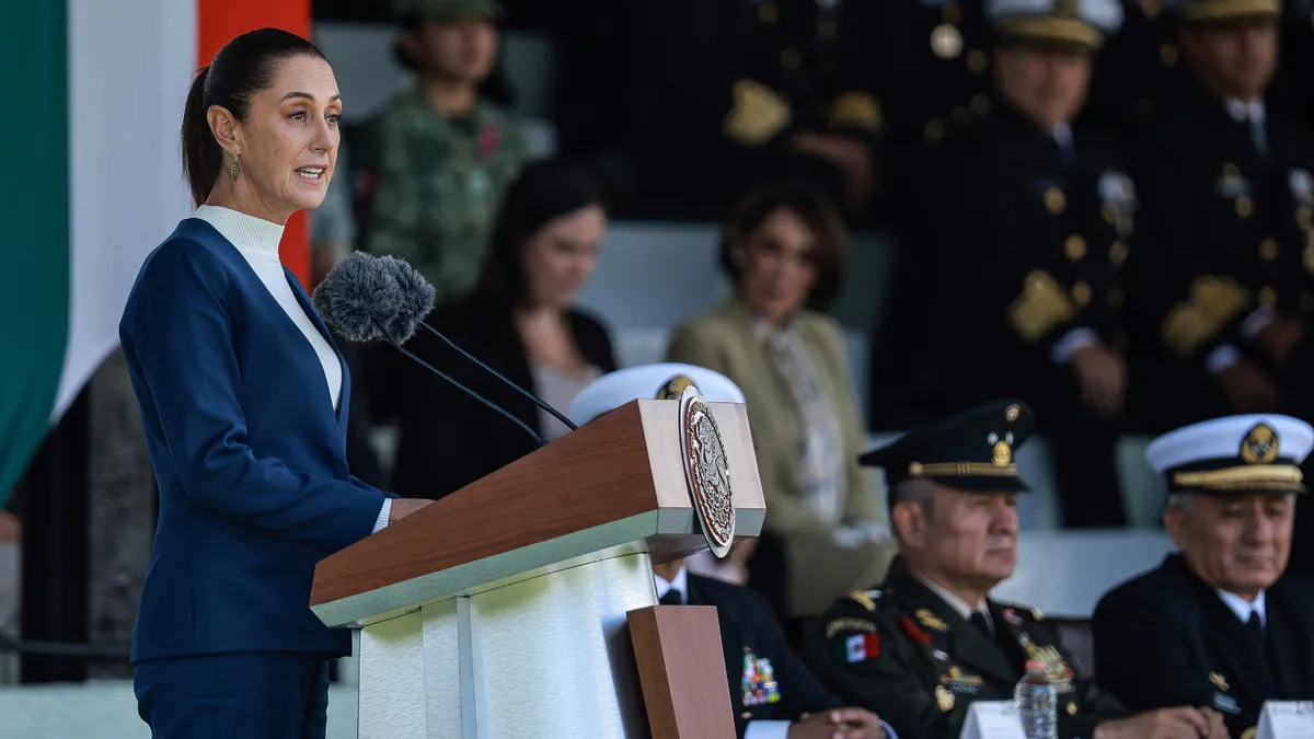 President of Mexico Claudia Sheinbaum speaks in Mexico City on Oct. 3, 2024.