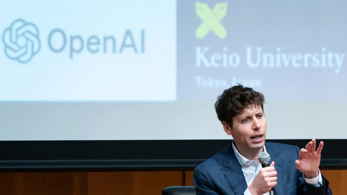 OpenAI Chief Executive Officer Sam Altman speaks during an event at Keio University on June 12, 2023 in Tokyo, Japan.