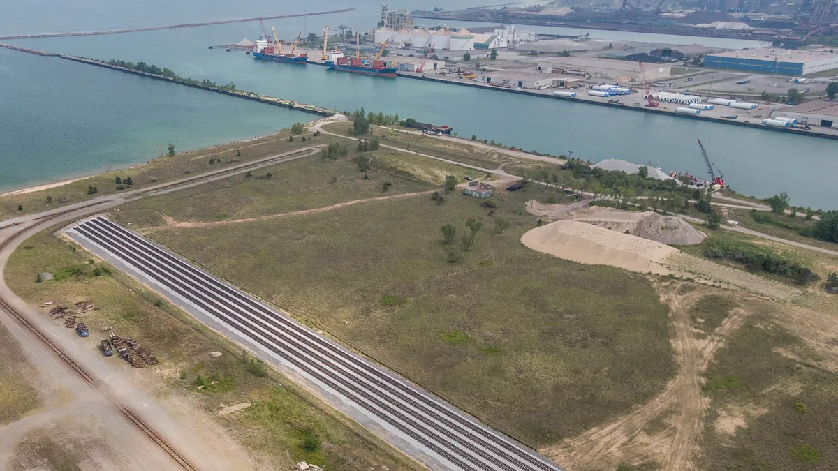 A railyard under construction.