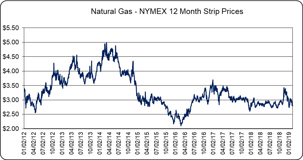 Natural Gas - NYMEX 12 Month Strip Prices