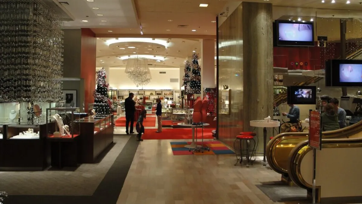 The interior of an old fashioned department store.