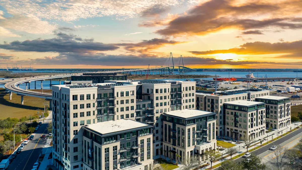 aerial view of apartment community