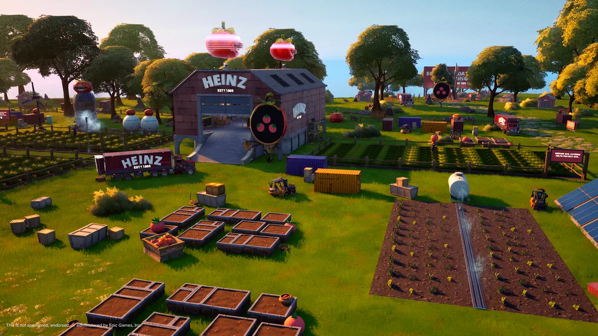 An image from Heinz's Fortnite tomato farm island.