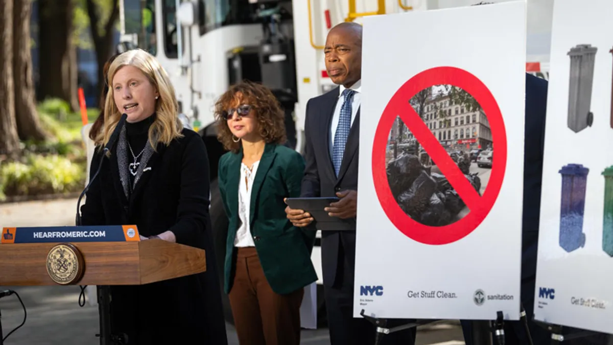 New York Sanitation Commissioner Jessica Tisch and Mayor Eric Adams discuss waste containerization plans