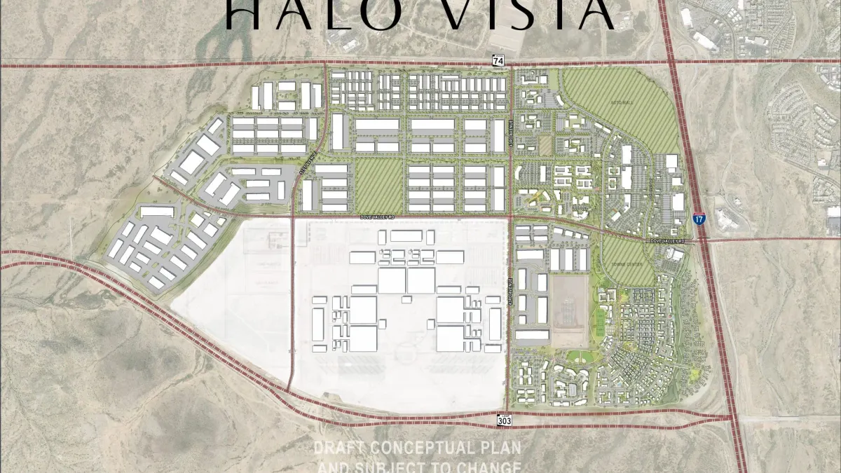 A shot of a map and drawings depicting where development will go. Halo Vista is at the top of the image.