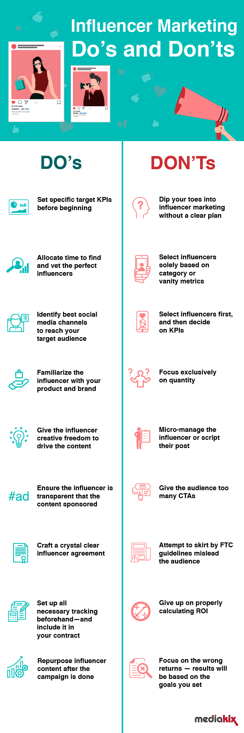 Infographic lists key influencer marketing success tips 