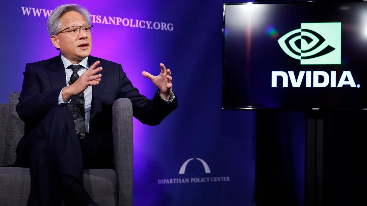 Nvidia President and CEO Jensen Huang speaks about the future of artificial intelligence and its effect on energy consumption and production at the Bipartisan Policy Center on Sept. 27, 2024 in Washington, DC.