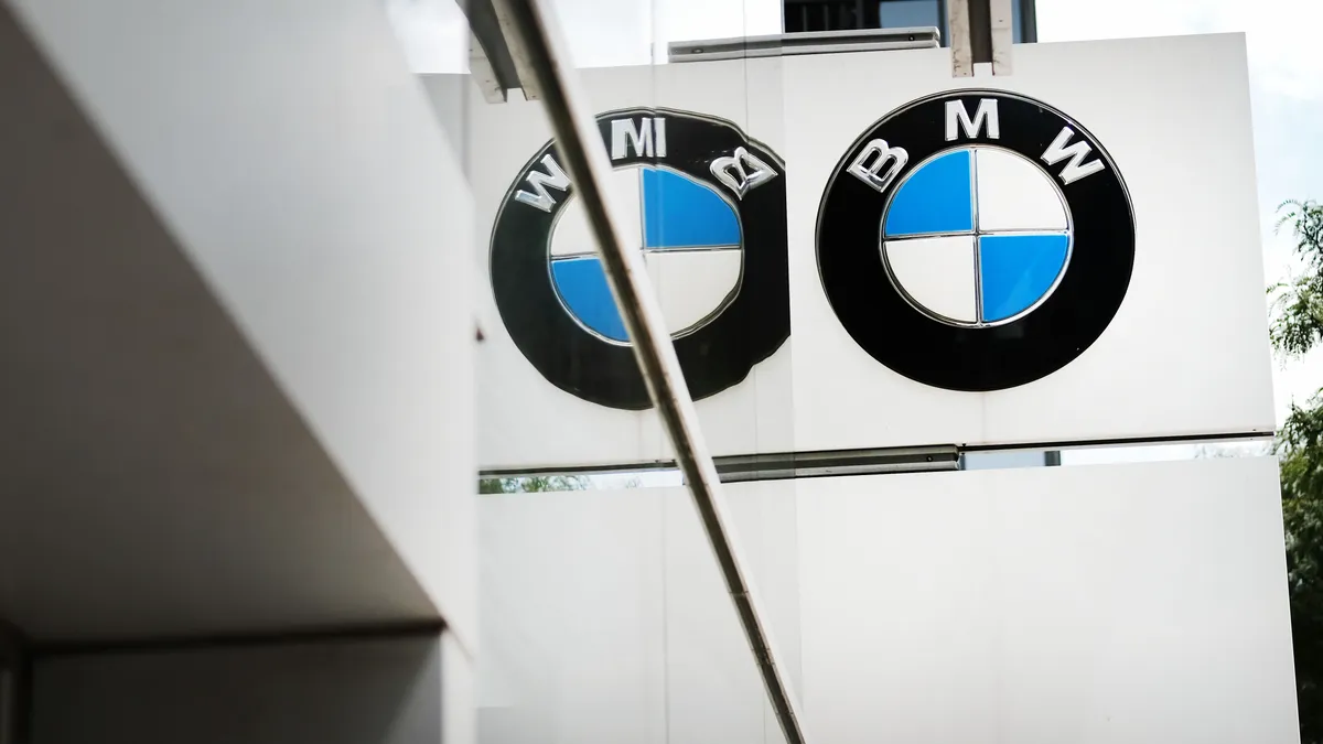 A BMW logo on a building