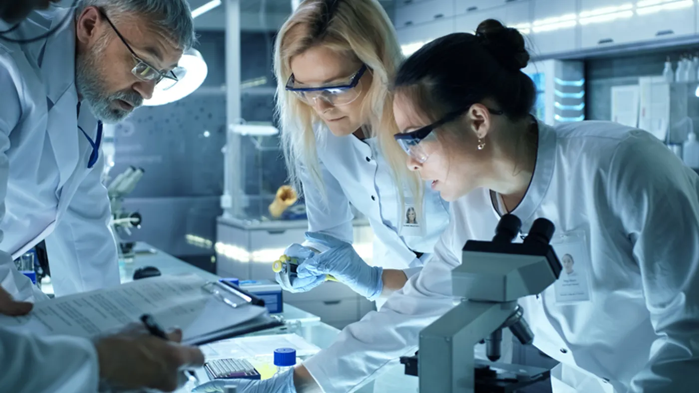 Working at lab