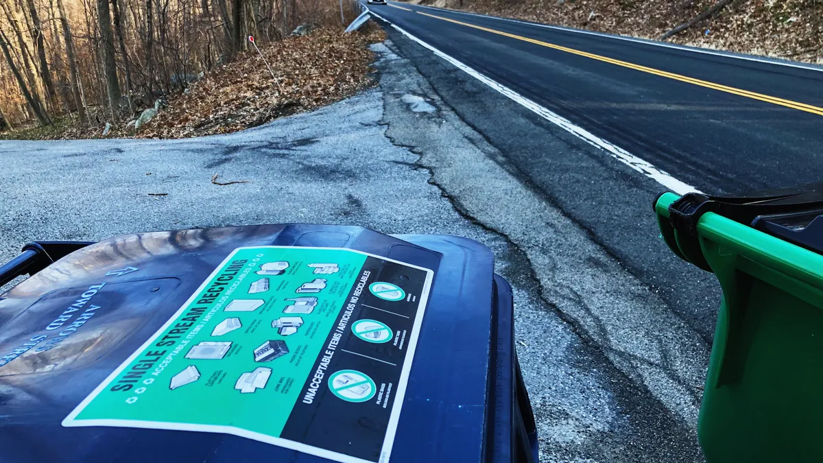 Single-stream recycling bin in upstate New York