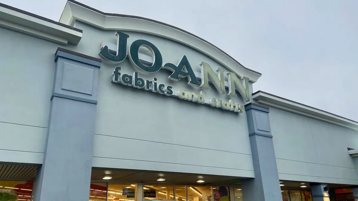 The front of a fabric store.