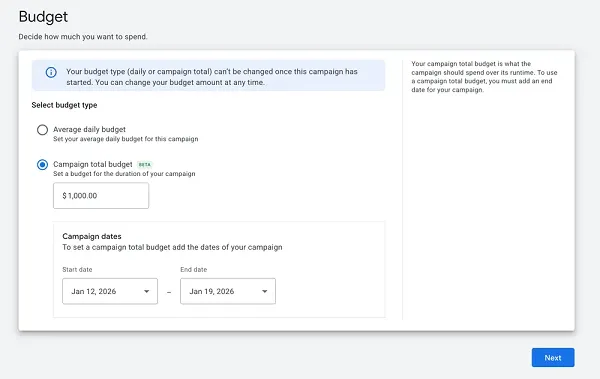 Google campaign budgets